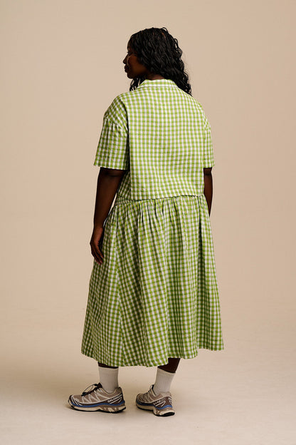 Sofiya - Midi Skirt in Green & White Tulip Gingham