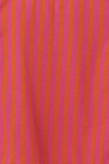 Arden - Cotton & Linen Shell Top in Pink & Orange Stripe