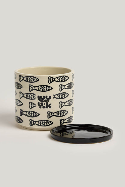 Fern - Ceramic Plant Pot in Black & White Minnow