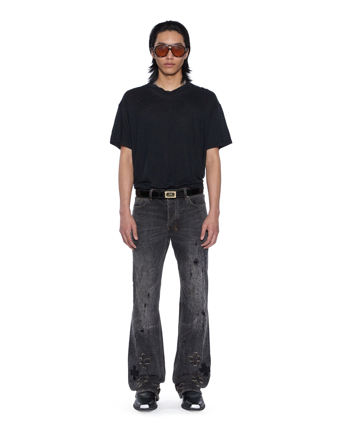 SID LINEN SS TEE JET BLACK