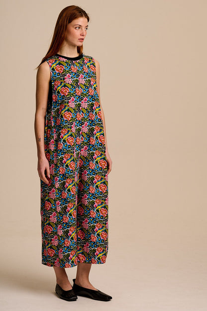 Tilda - Cotton & Viscose Wide Leg Jumpsuit in Blue Birdie Floral