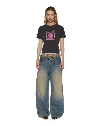 FUNNY BUNNY SHRUNKEN SS TEE WASHED BLACK