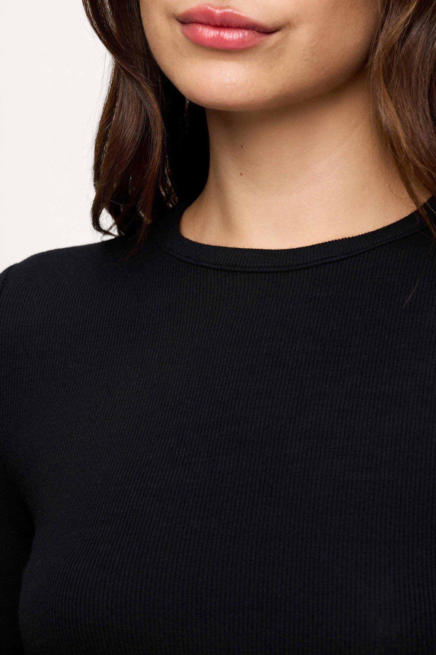 Slinky Rib Long Sleeve Shirt | Black