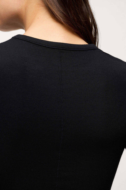 Slinky Rib Long Sleeve Shirt | Black