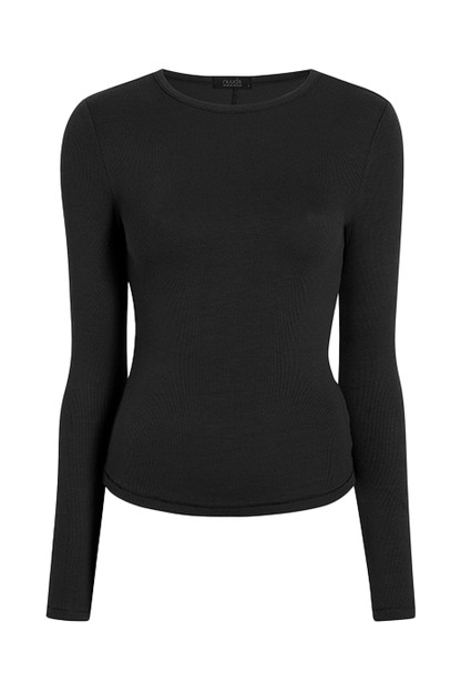Slinky Rib Long Sleeve Shirt | Black