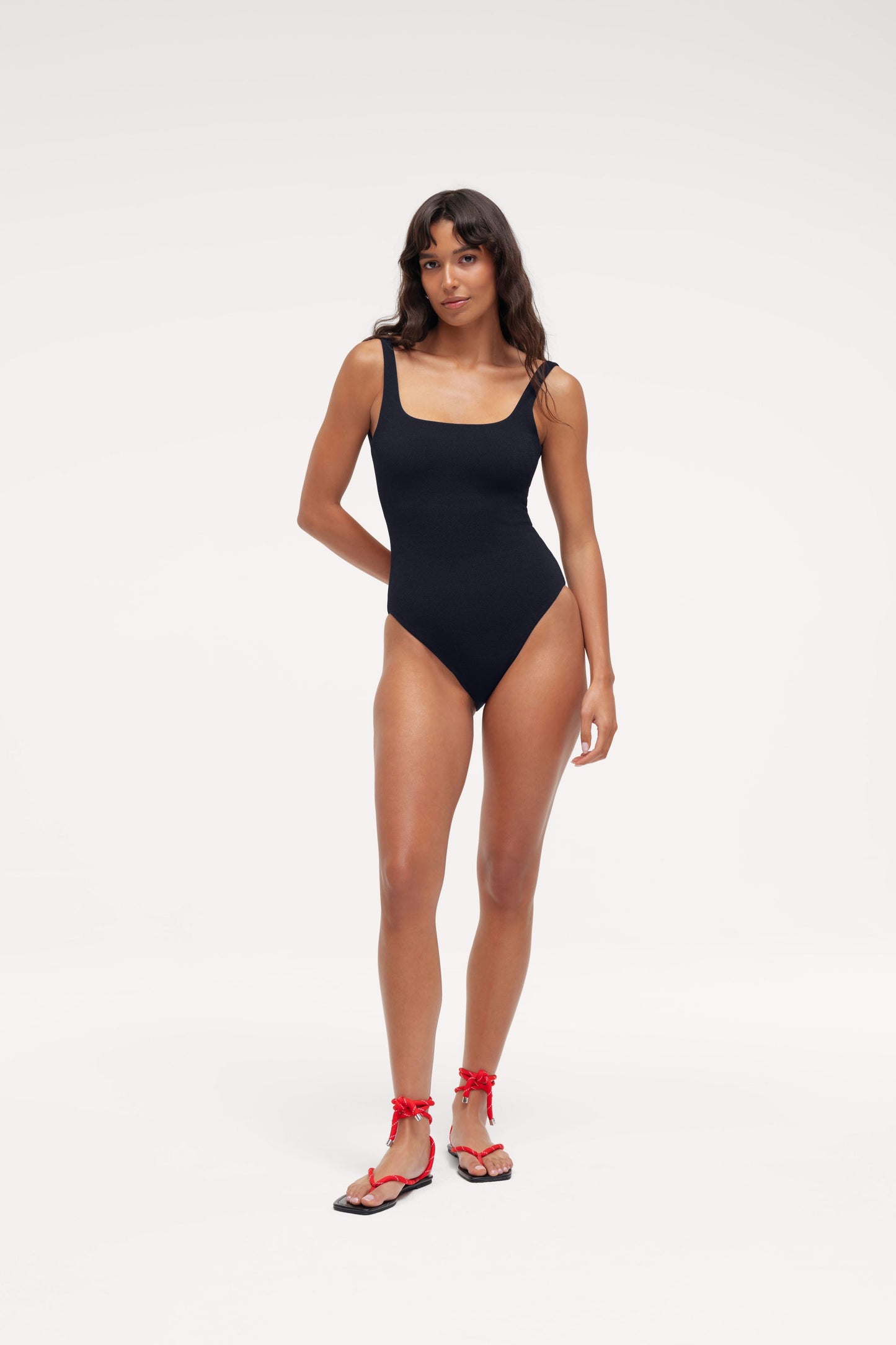 Square Neck One Piece | Crispy Black