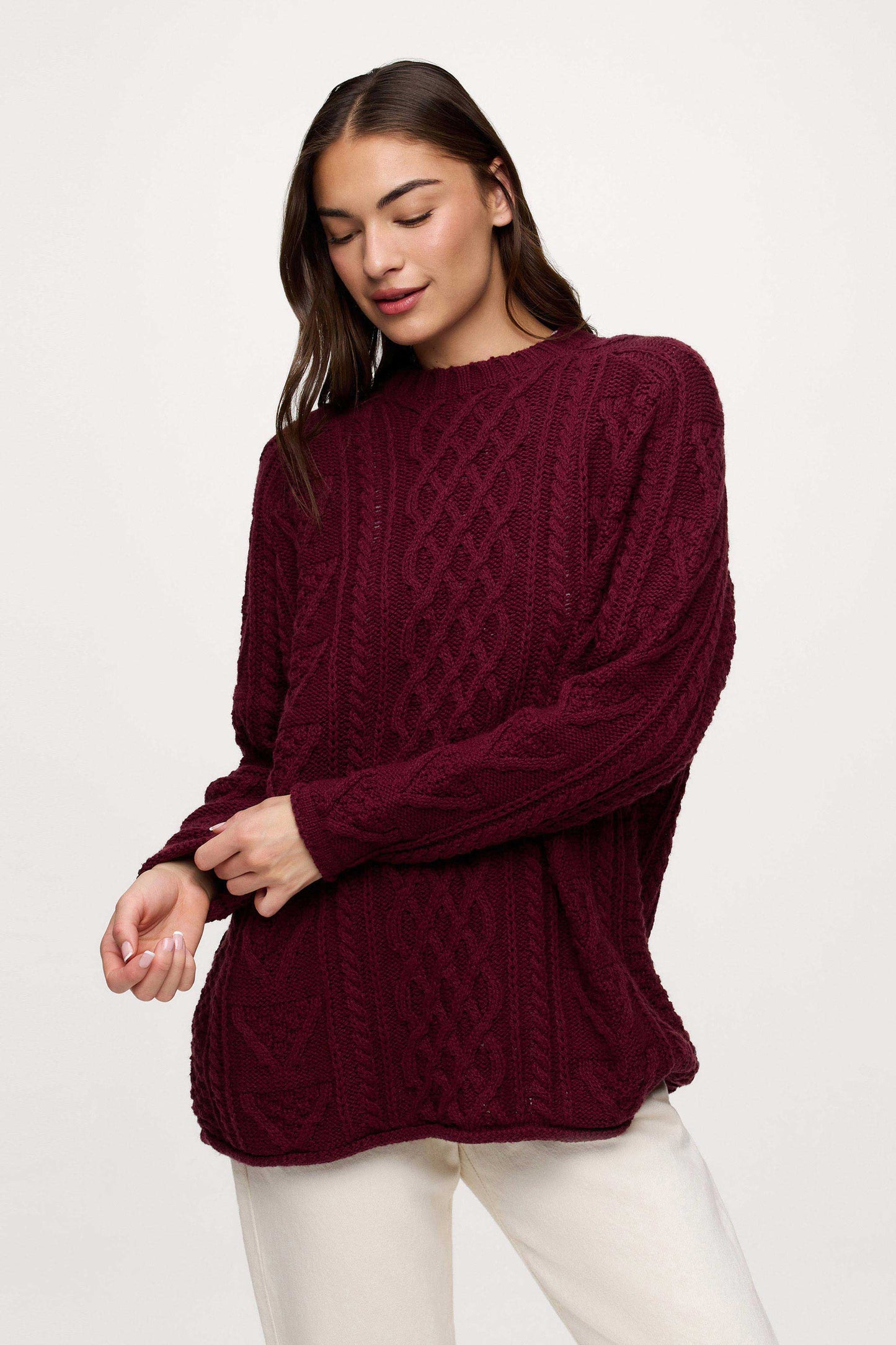 Heritage Cable Sweater | Ruby