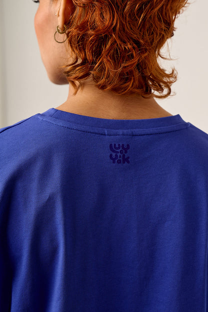 Zayla - Cropped Boxy T-Shirt in Dazzling Blue