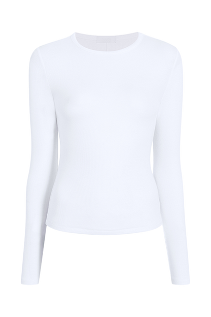 Slinky Rib Long Sleeve Shirt | White